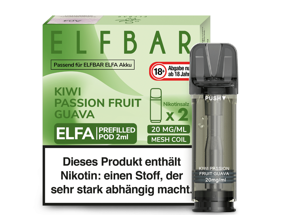 ELFBAR ELFA Kiwi Passion Fruit Guava 20mg Nikotin 2er Pack