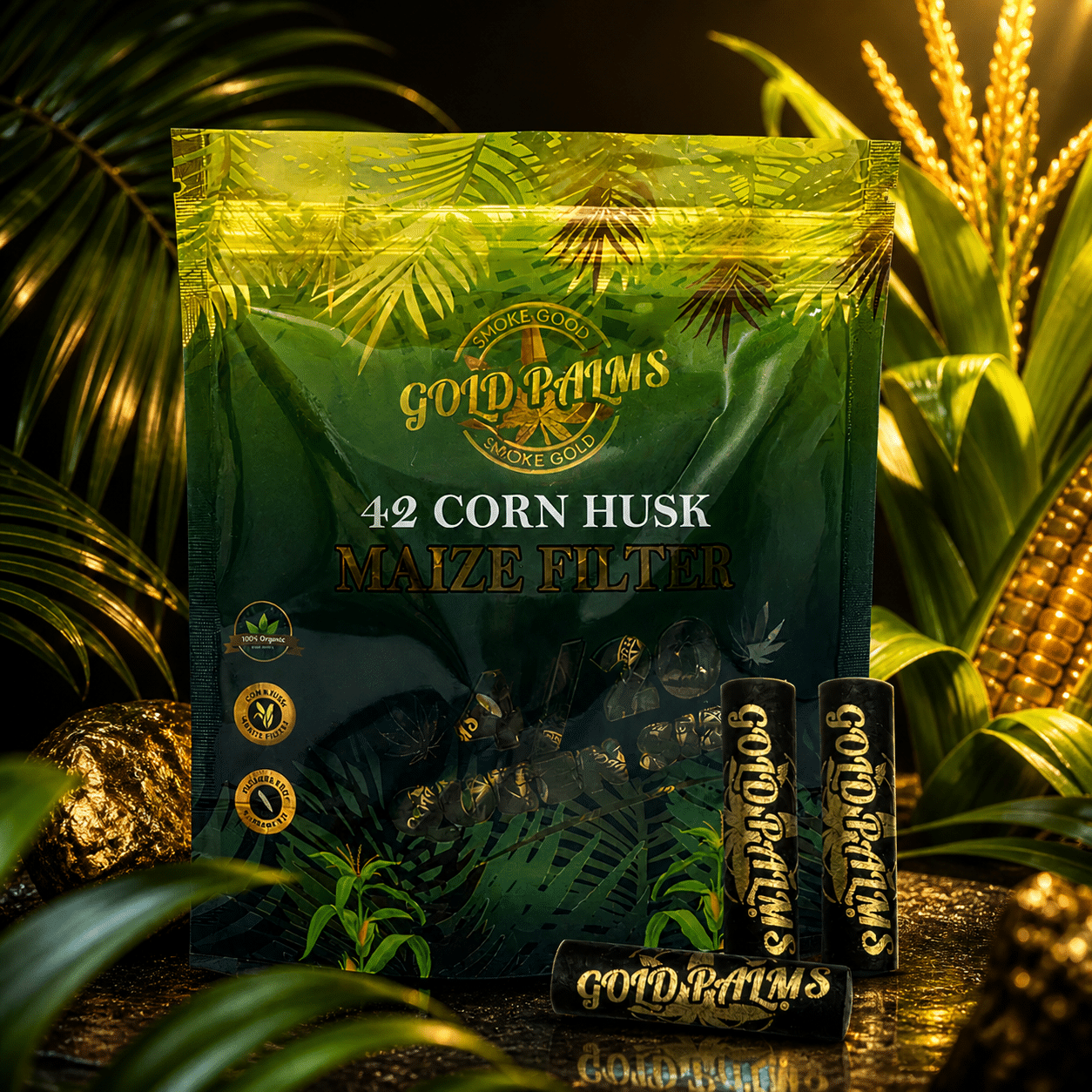 Gold Palms Corn Husk Maize Filter 42 Stück Verpackung