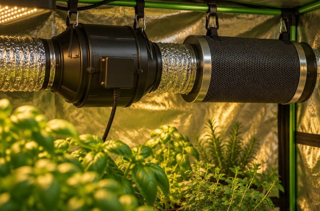 Rohrventilator mit Aktivkohlefilter in der Growbox